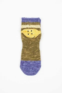 Kapital Ivy Rainbowy Happy Heel Short Socks Khaki| Tights & Socks
