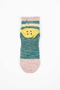 Kapital Ivy Rainbowy Happy Heel Short Socks Turquoise| Tights & Socks