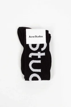 Acne Studios Jacquard Logo Knee High Socks Black| Tights & Socks