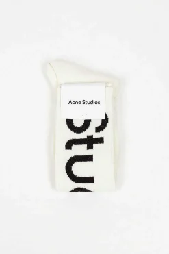 Acne Studios Jacquard Logo Knee High Socks White| Tights & Socks