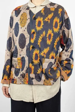 Engineered Garments FWK Knit Cardigan Red/Navy Sunflower| Tops