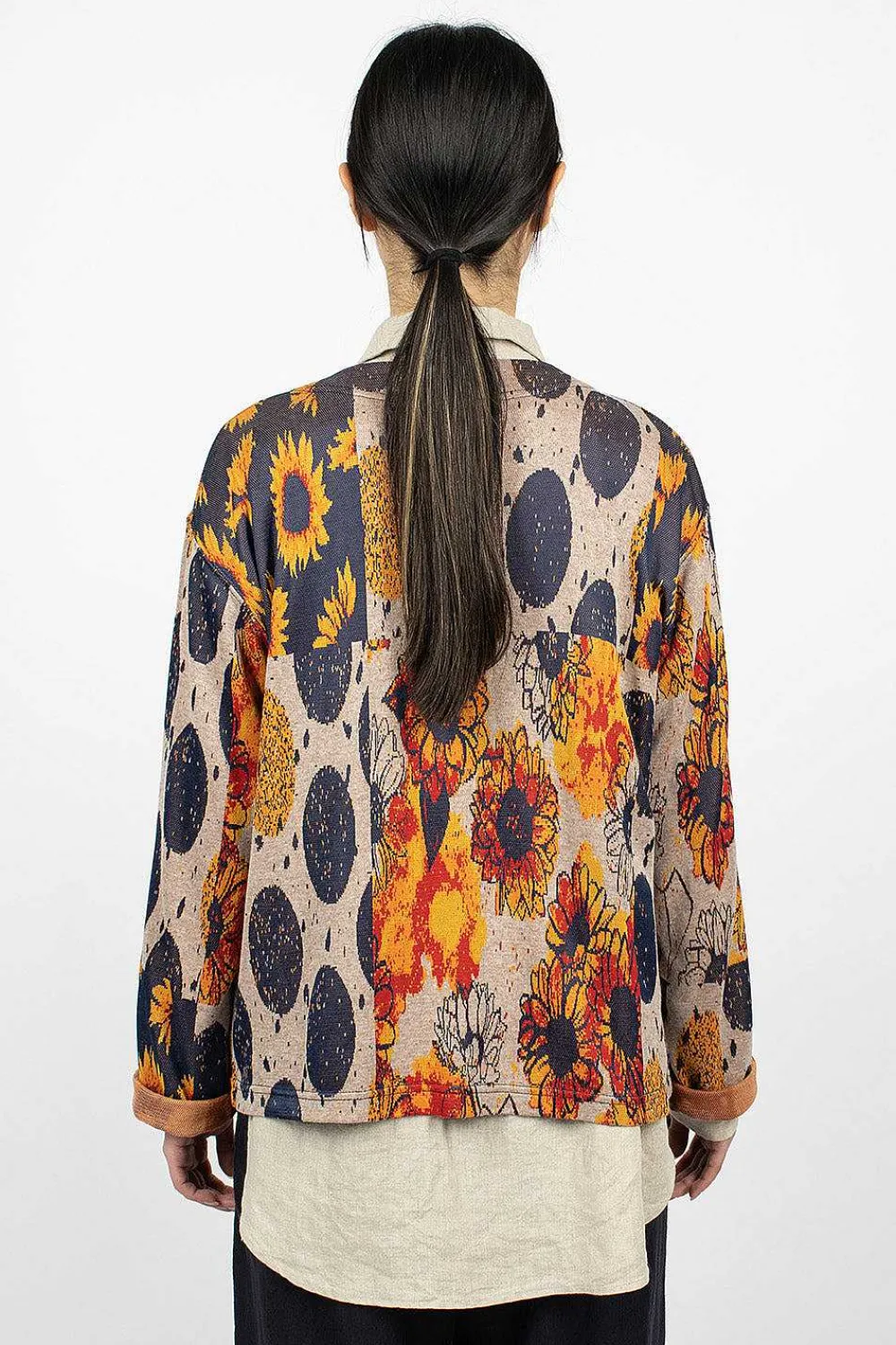 Engineered Garments FWK Knit Cardigan Red/Navy Sunflower| Tops