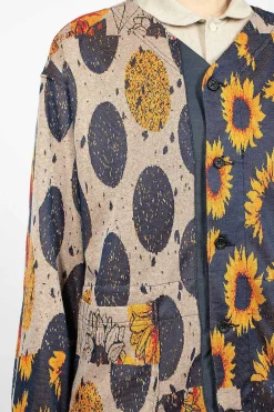 Engineered Garments FWK Knit Cardigan Red/Navy Sunflower| Tops