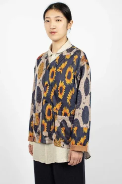 Engineered Garments FWK Knit Cardigan Red/Navy Sunflower| Knitwear