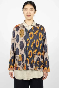 Engineered Garments FWK Knit Cardigan Red/Navy Sunflower| Knitwear