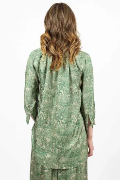Daniela Gregis Kora Washed Silk Shirt Pine Drawing| Tops