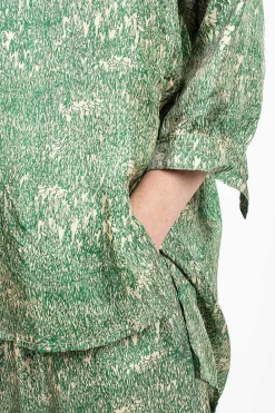 Daniela Gregis Kora Washed Silk Shirt Pine Drawing| Tops