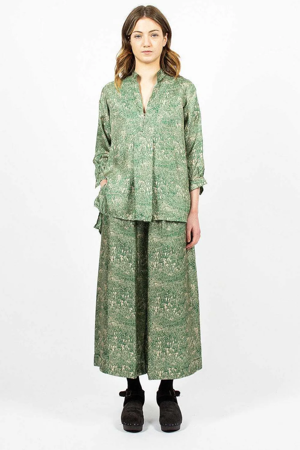 Daniela Gregis Kora Washed Silk Shirt Pine Drawing| Shirts
