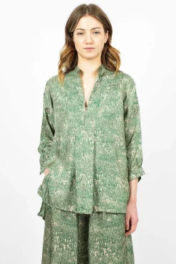 Daniela Gregis Kora Washed Silk Shirt Pine Drawing| Shirts