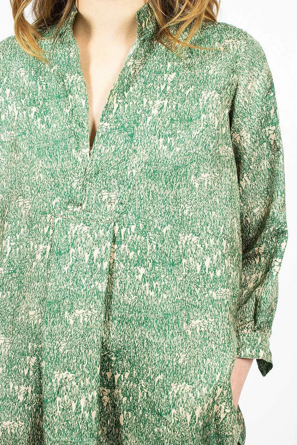 Daniela Gregis Kora Washed Silk Shirt Pine Drawing| Shirts