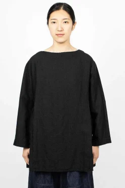 Ichi Antiquités Kortrijk Linen Pullover Black| Tops
