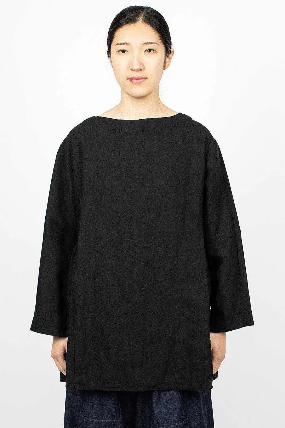 Ichi Antiquités Kortrijk Linen Pullover Black| Tops