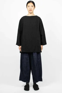 Ichi Antiquités Kortrijk Linen Pullover Black| Tops