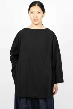 Ichi Antiquités Kortrijk Linen Pullover Black| Tops