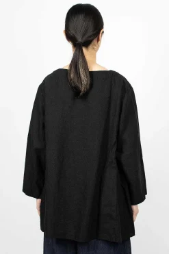 Ichi Antiquités Kortrijk Linen Pullover Black| Tops