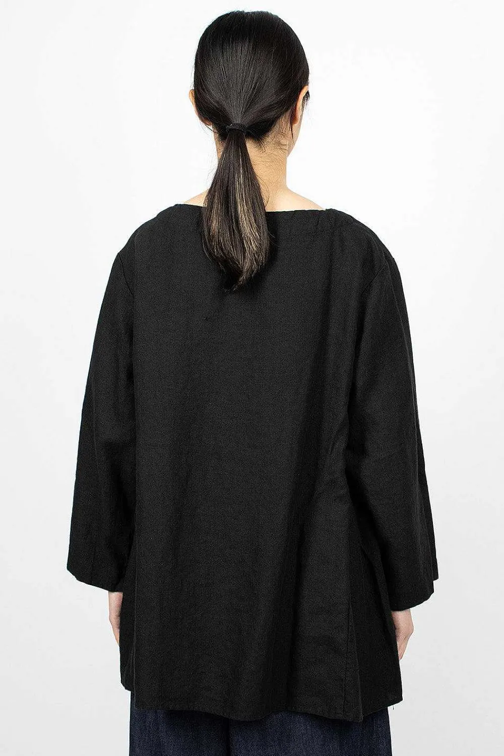 Ichi Antiquités Kortrijk Linen Pullover Black| Tops