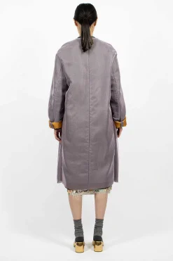 Dries Van Noten Layered Silk Coat Lilac| Outerwear