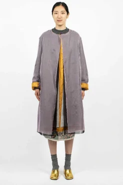 Dries Van Noten Layered Silk Coat Lilac| Outerwear