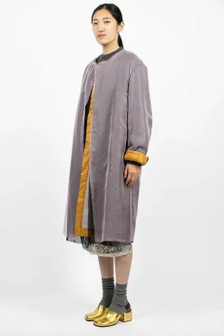 Dries Van Noten Layered Silk Coat Lilac| Outerwear