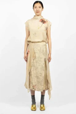 Dries Van Noten Layered Silk Skirt Ecru| Skirts