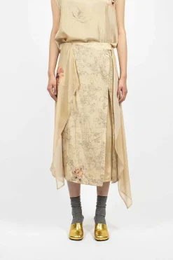 Dries Van Noten Layered Silk Skirt Ecru| Skirts