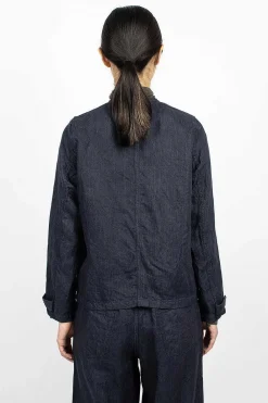 Vlas Blomme Linen Blouson Navy| Outerwear