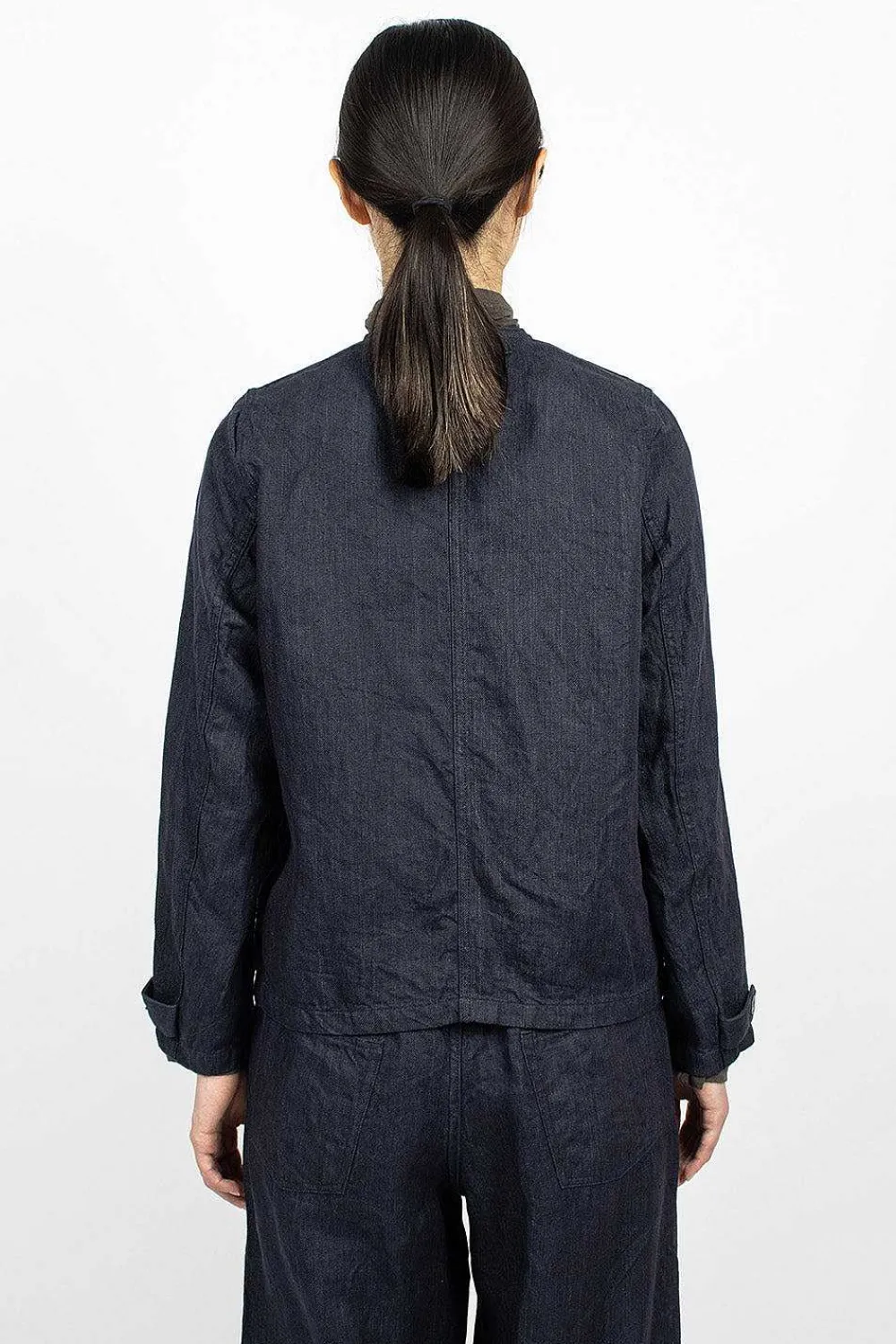 Vlas Blomme Linen Blouson Navy| Outerwear