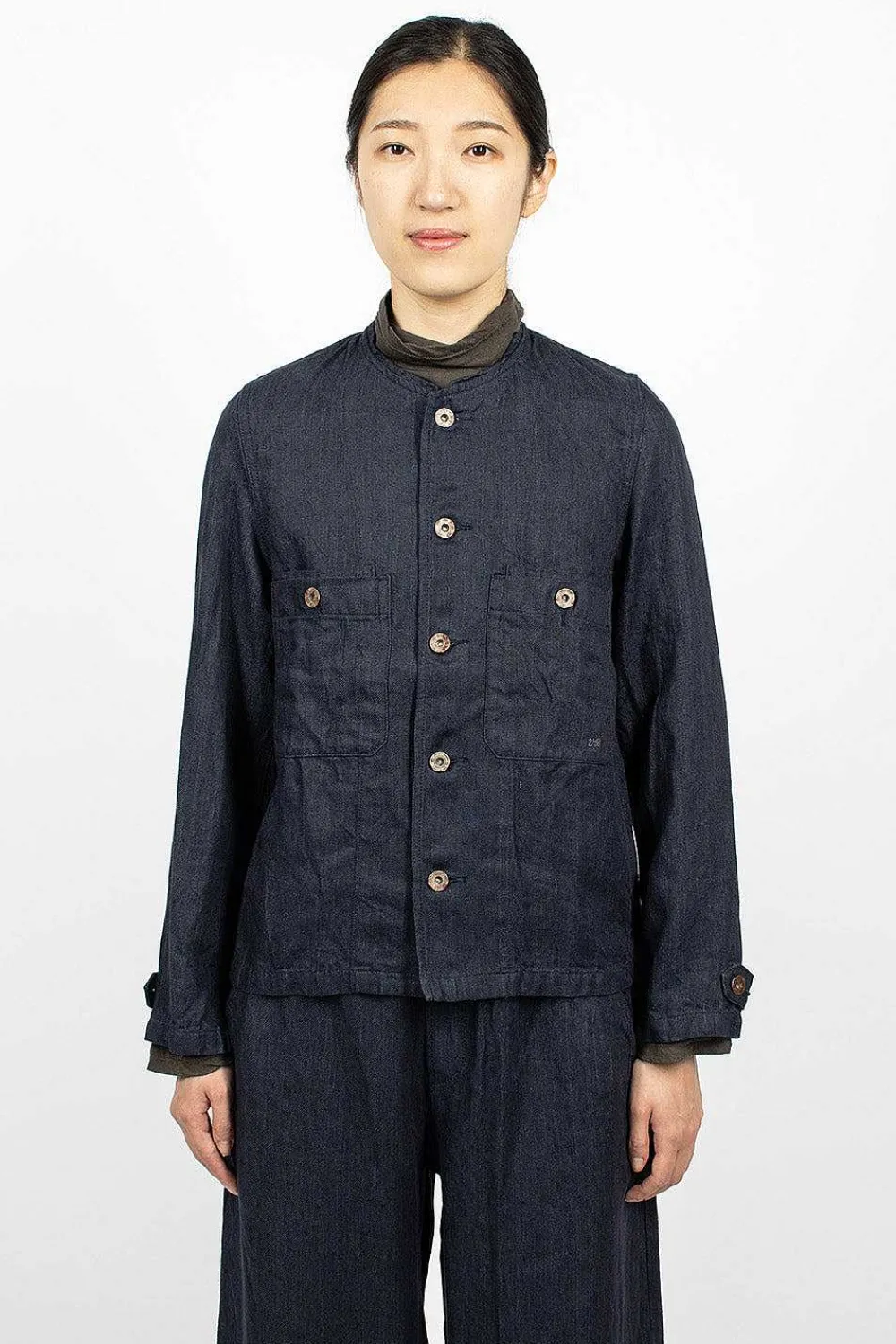 Vlas Blomme Linen Blouson Navy| Outerwear