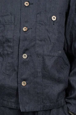 Vlas Blomme Linen Blouson Navy| Outerwear
