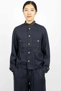 Vlas Blomme Linen Blouson Navy| Outerwear