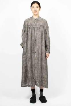 Ichi Antiquités Linen Dobby Shirt Dress Black Diamond| Dresses