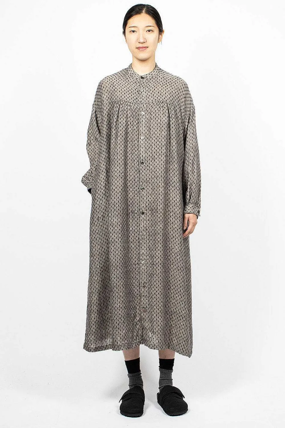Ichi Antiquités Linen Dobby Shirt Dress Black Diamond| Dresses