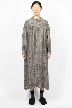 Ichi Antiquités Linen Dobby Shirt Dress Black Diamond| Dresses