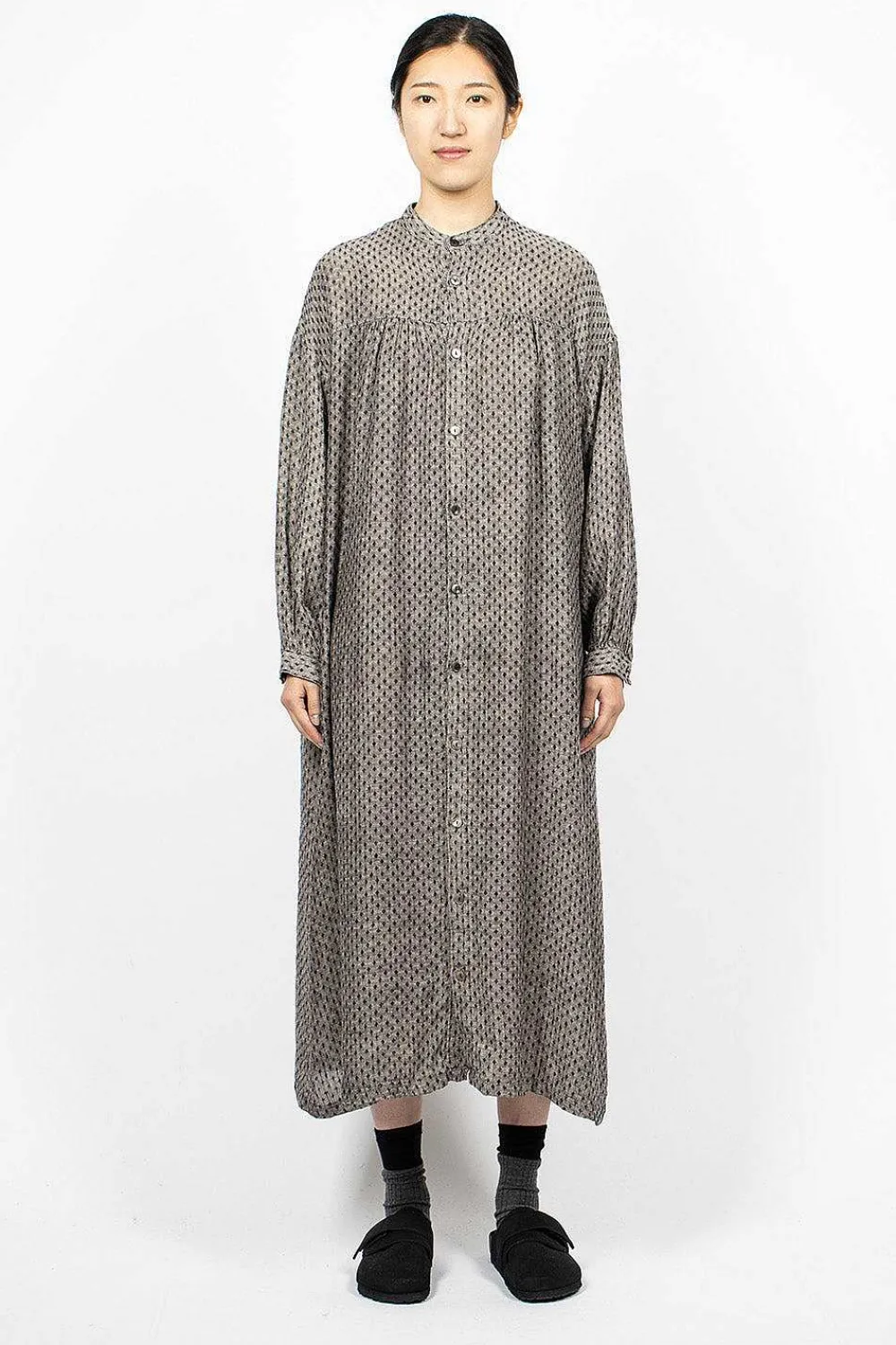 Ichi Antiquités Linen Dobby Shirt Dress Black Diamond| Dresses