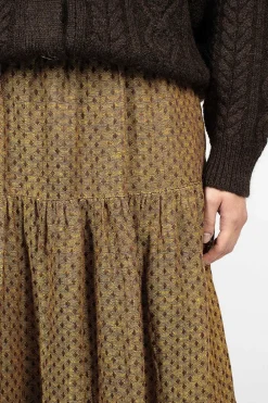 Ichi Antiquités Linen Dobby Skirt Camel| Skirts