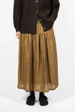 Ichi Antiquités Linen Dobby Skirt Camel| Skirts