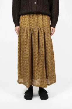 Ichi Antiquités Linen Dobby Skirt Camel| Skirts