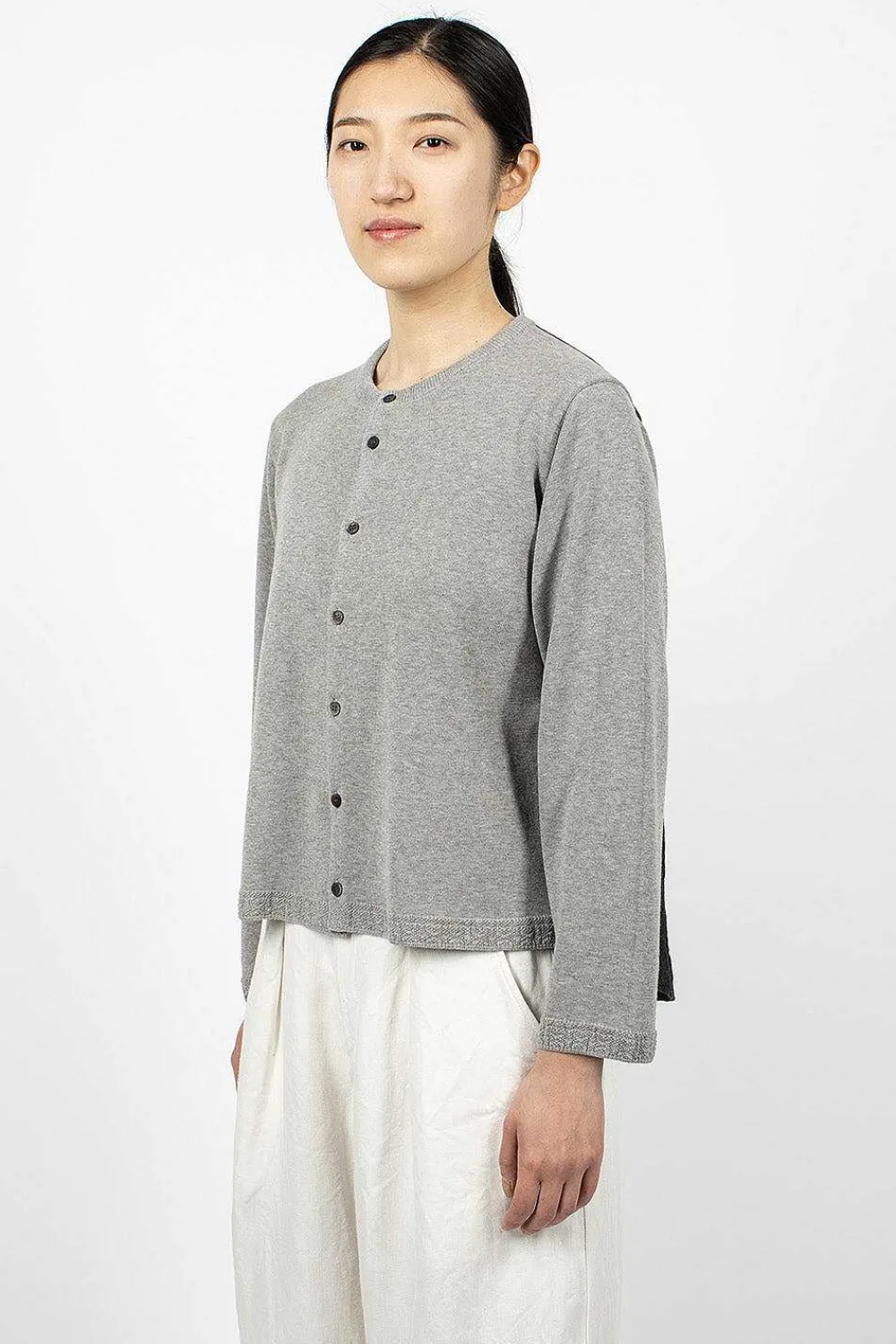 Vlas Blomme Linen Panel Cardigan Grey| Outerwear