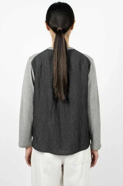 Vlas Blomme Linen Panel Cardigan Grey| Outerwear