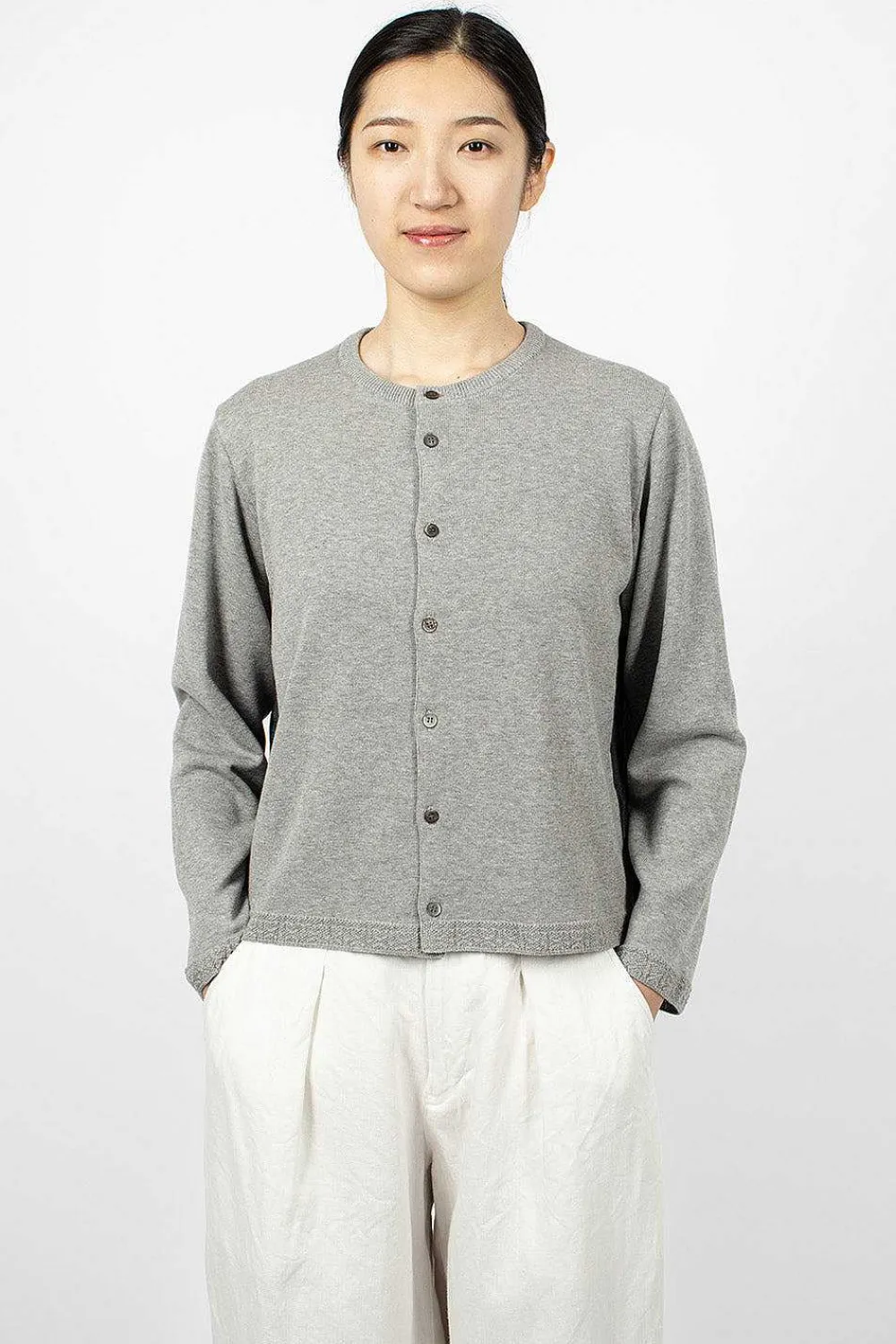 Vlas Blomme Linen Panel Cardigan Grey| Outerwear