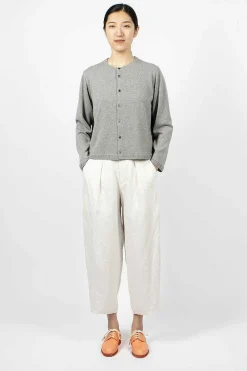 Vlas Blomme Linen Panel Cardigan Grey| Outerwear