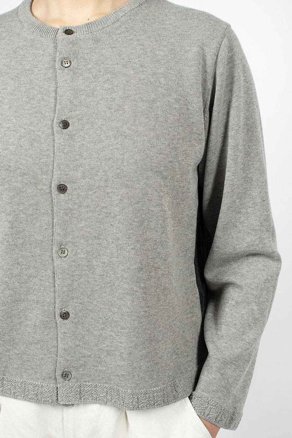 Vlas Blomme Linen Panel Cardigan Grey| Outerwear