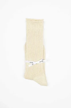 Ichi Antiquités Linen Rib Socks Beige| Tights & Socks
