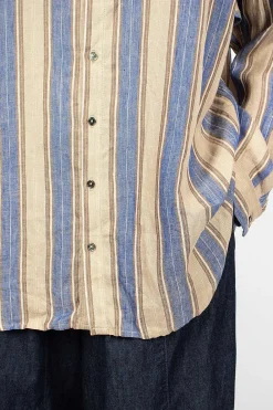 Ichi Antiquités Linen Stripe Shirt Blue| Shirts