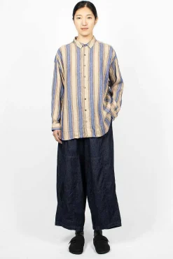 Ichi Antiquités Linen Stripe Shirt Blue| Shirts