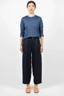 Vlas Blomme Linen T-Shirt Blue| Tops