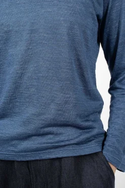 Vlas Blomme Linen T-Shirt Blue| Tops