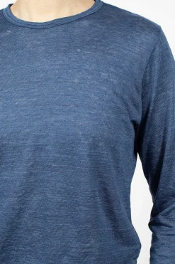 Vlas Blomme Linen T-Shirt Blue| Tops