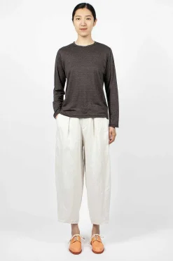 Vlas Blomme Linen T-Shirt Charcoal| Tops