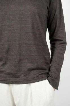 Vlas Blomme Linen T-Shirt Charcoal| Tops